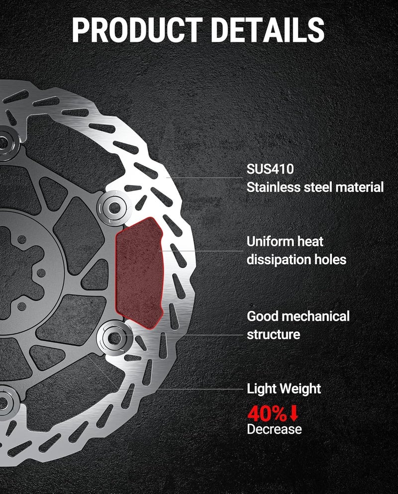 Beastspk Floating Front Disc Brake Rotor(220mm),Aircraft Aluminum Core,Stainless Steel MTB Brakes Rotors with 6-Hole,Thickness 2.3mm,for Talaria Sting R MX3,MX4,Light Bee X,Segway X160/X260 (Front) - Image 4